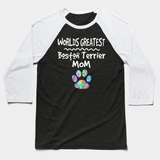 Worlds Greatest Boston Terrier Dog Mom Gift Cute Paw Print Baseball T-Shirt